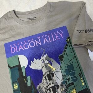 Harry Potter Diagon Alley Shirt‎ Mens M Gray Graphic Short Sleeve